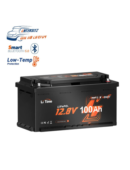 Akumulator LiTime 12V 100Ah H190 Bluetooth L12V100-100-H190-BT-4-AC150