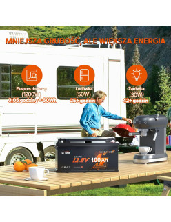 Akumulator LiTime 12V 100Ah H190 Bluetooth L12V100-100-H190-BT-4-AC150