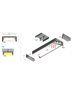 profil LED WIDE24 G/W 1000 czarny anod. /op