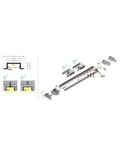 profil LED BEGTIN12 J/S 3000 czarny anod. /op
