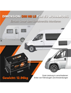 Akumulator LiTime 12V 140Ah H190 Bluetooth L12V140-150-H190-BT-4-AC150