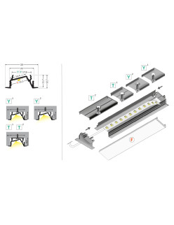 profil LED DIAGONAL14 F/TY 4050 anod.