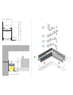 profil LED FRAME14 BC/Q 1000 anod.