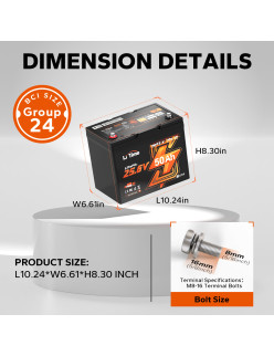 Akumulator LiTime 24V  50Ah TM Bluetooth L24V50-50-TM-BT-8-A70