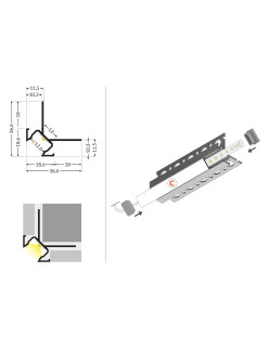 profil LED UNI-TILE12 270st C PLUS 1000 anod.