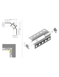 profil LED UNI-TILE12 90st C PLUS 3000 anod.