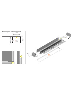 profil LED UNI-TILE12 180st C PLUS 4050 anod.