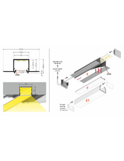 profil LED LINEA-IN20 TRIMLESS EE7F 2000 alu.sur.