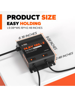 Ładowarka Litime 12V (14.6V) 10A Podwójna Wodoodporna 12V10A-BCHA-2BANK-WP-Y