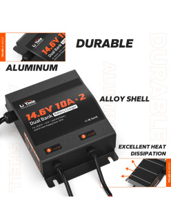 Ładowarka Litime 12V (14.6V) 10A Podwójna Wodoodporna 12V10A-BCHA-2BANK-WP-Y