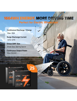 Akumulator LiTime 12V  65Ah Wheel Chair L12V65-65-G22NF-WCHR-4-A55